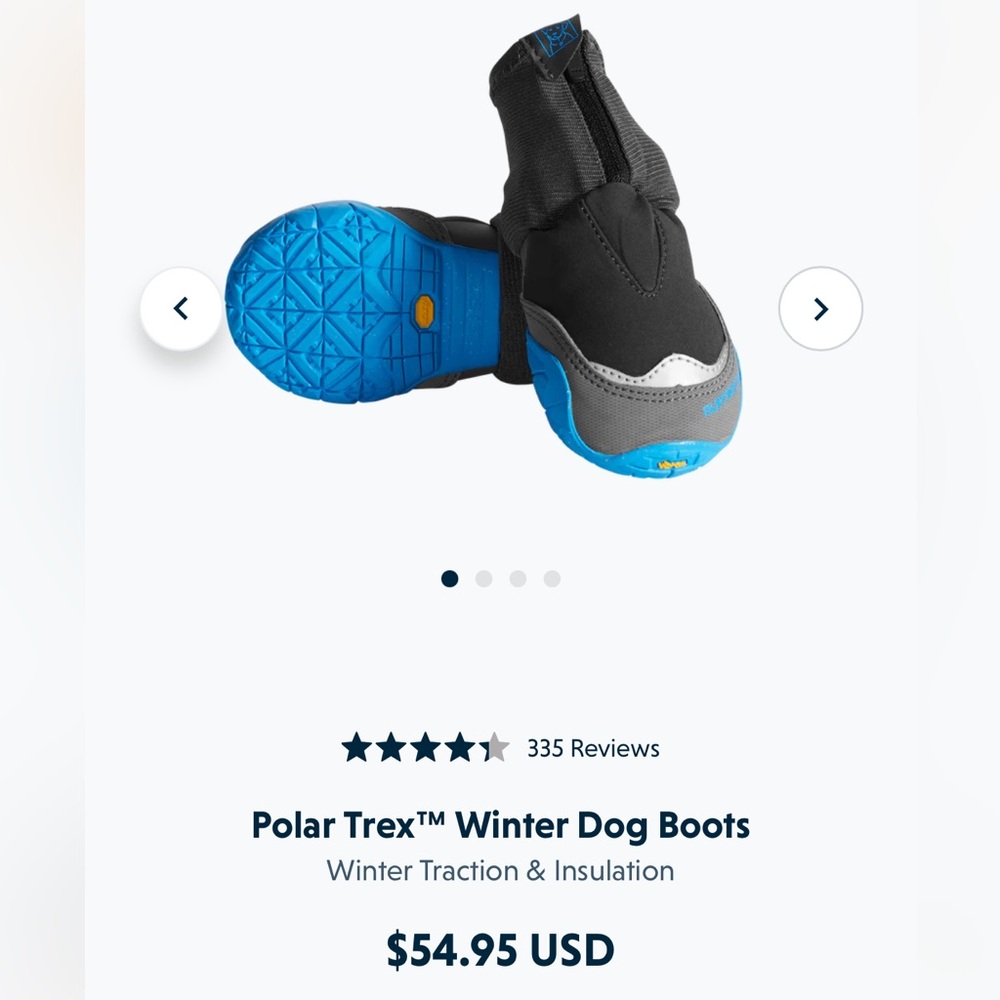RuffWear Polar Trex Winter Dog Boots - Black and Blue